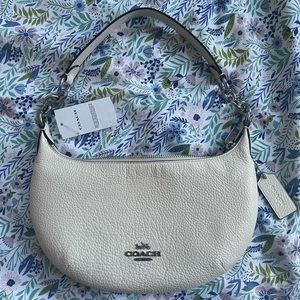 Payton Hobo Coach shoulder bag - chalk / cream leather with silver hardware